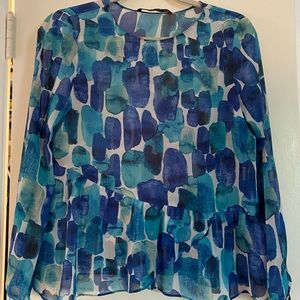 Zara blue silk top